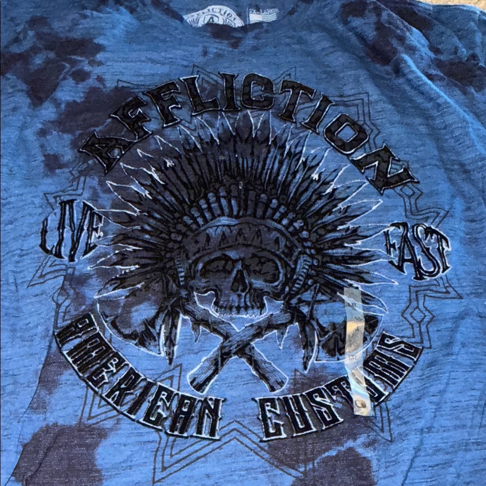 New Affliction Velvet Lace up Graphic Tee - Picture 3 of 5